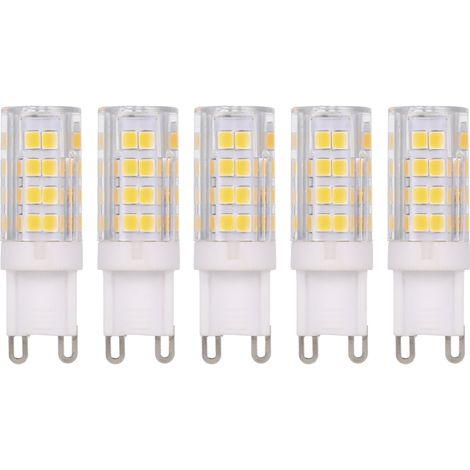 LED-Maiskolbenlampe (entspricht 45 W Halogenlampe), 220–240 V AC, 5 W, 400 lm, 5er-Pack, G9-Sockel, (warmweißes Licht)