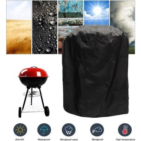 Waterproof BBQ Cover with Storage Bag - Complete Set in Black