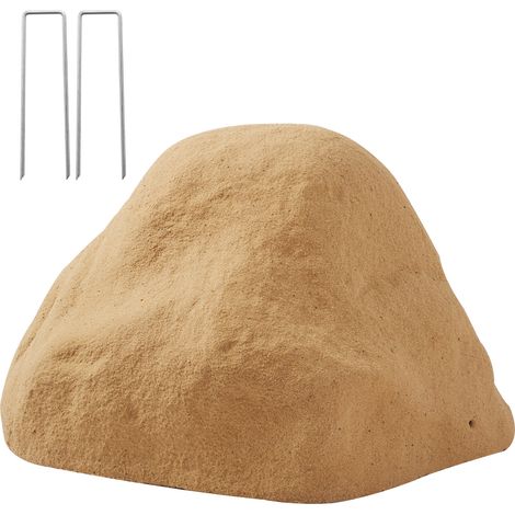 Mophorn Faux Rock Cover for Outdoor Use, Artificial Rock Well Pump Cover with Natural Texture, Lightweight and Durable Polyresin Design for Landscaping and Garden Décor, Sand Color, Small Size (1/5)