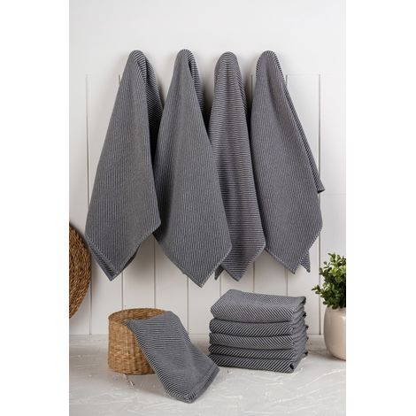 Set di strofinacci da cucina Set 90% Cotone / 10% Poliestere Antracite 270 gr/m²