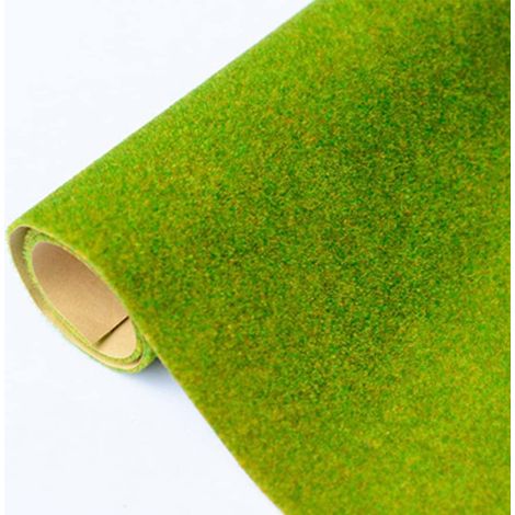 (5 pièces, 20x30 cm, Tapis d'herbe pour modélisme ferroviaire, Gazon synthétique en nylon pour décor de modélisme ferroviaire - Vert (1/5)