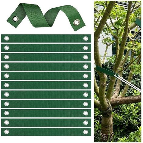 12 sangles d'arbre avec œillets, attaches de soutien pour jeunes arbres tuteurs récemment plantés. (1/5)