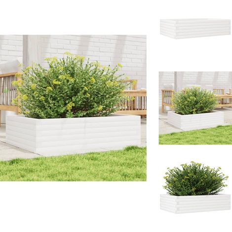 Jardinière blanc 90x60x23 cm bois de pin massif - Jardinier - Pot De Fleurs - Bac À Fleurs - Extérieur - Terrasse (1/5)