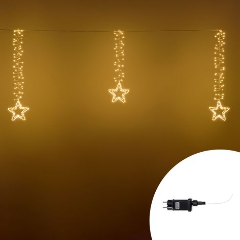 Catena di luci con Stelle pendenti 2 metri da 392 Led Bianco Caldo a luce fissa e intermittente Wisdom (1/3)