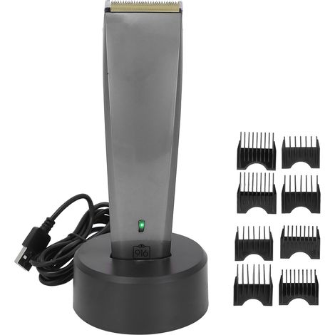 Tondeuse à cheveux électrique, acier inoxydable, sans fil, kit de coupe de cheveux professionnel pour hommes, argent. (1/5)