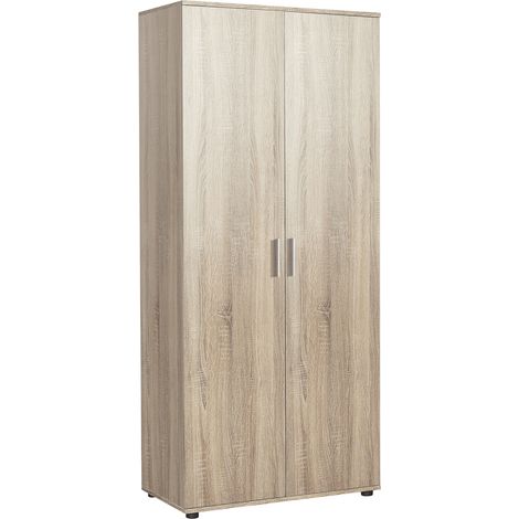Armoire / placard de rangement de 2 portes coloris Chêne Cambrian - longueur 80 x profondeur 47 x hauteur 187 cm -PEGANE-