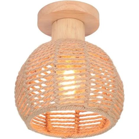 Plafonnier en Corde de Chanvre Industrielle,Lampe de Plafond Vintage Designe Edison pour Salon Chambre (1/5)