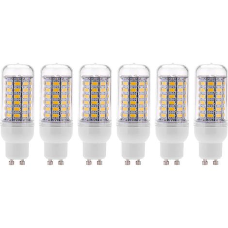 Lot de 6 ampoules LED GU10 10W 5730 SMD 69 type maïs lumineux à économie d'énergie diffusion à 360° 200-240V blanc chaud. (1/5)