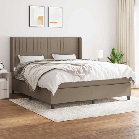 Sommier à lattes de lit avec matelas Taupe 160x200 cm Tissu (1/5)