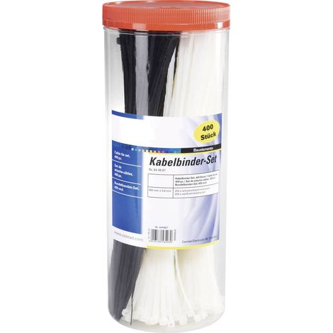 TRU COMPONENTS 1566535 28530c209 Serre-câble 200 mm 2.50 mm noir, naturel 1000 pc(s) (1/2)