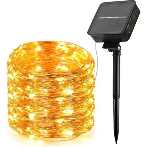14 m Guirlande Lumineuse Solaire Extérieure, 120 LED Étanche, 8 Modes Éclairage Décoration Jardin Terrasse