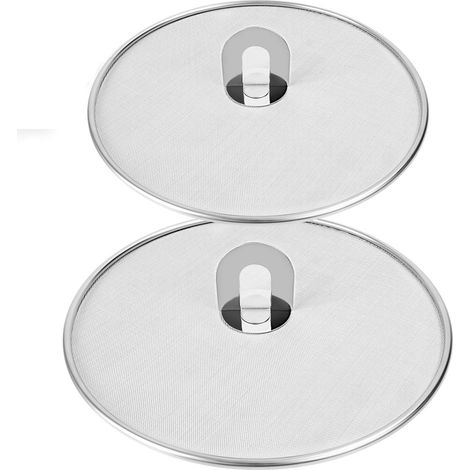 2 Écrans anti-projections, Acier inoxydable, Pliable, Diamètre 33 cm et 29 cm, Pour cuisson et égouttage (1/5)