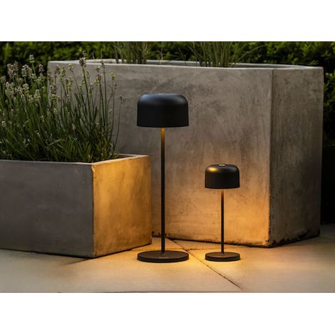 SET Akku Tischleuchten per USB aufladbar, Schwarz Höhe 20cm & 36cm (1/5)