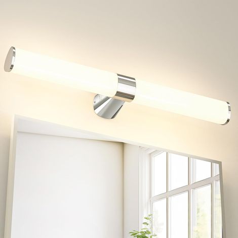 15W 1500Lm LED Lampe Applique Murale pour au dessus Miroir de Salle de Bain 60CM, Non Dimmable, Blanc Chaud Neutre Froid Éclairage Sélectionnable, IP44 Étanche, Lampe Chromée Argentée