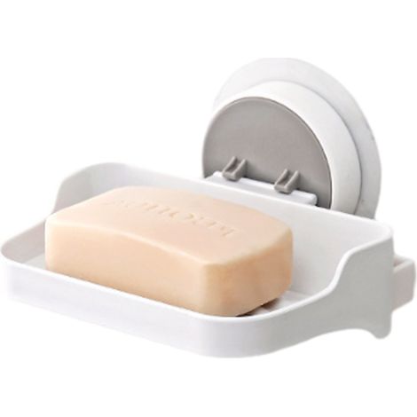 Porte-savon mural à ventouse pour douche, salle de bain, baignoire, évier de cuisine, auto-drainant pour un séchage optimal, panier à savon amovible et sans perçage (1/5)