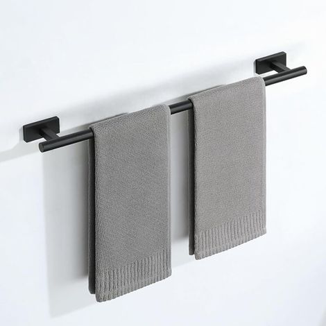 Porte Serviette Mural, Longueur 60 CM, Barres Porte-Serviettes Support Mural, en SUS304 Acier Inoxydable, Porte Serviette de Bain Antirouille et Durable, Noir (1/5)