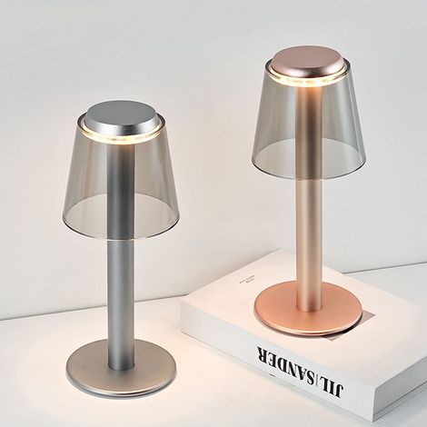 Lampe de bureau rechargeable tout en aluminium USB lampe de bureau de restaurant créative minimaliste moderne lampe de chevet lumière d'ambiance veilleuse (1/3)