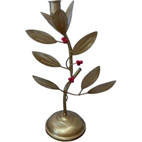 Bougeoir en fer rétro en forme de branche d'arbre pour bougies piliers support en métal Centre de table de mariage Décoration d'intérieur Bronze 35 x 21 cm (1/5)