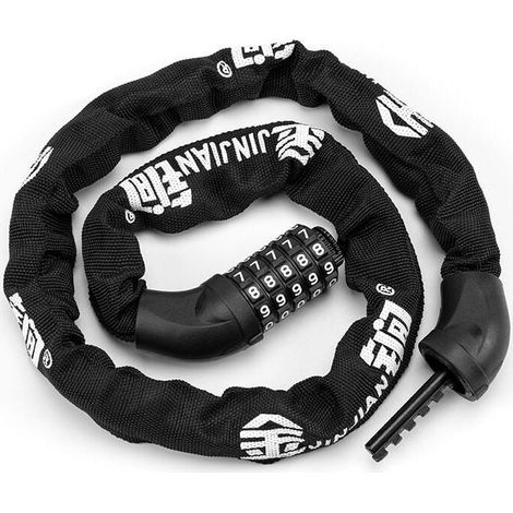 Cadena antirrobo para bicicleta con candado de combinación, candado para bicicleta, cadena antirrobo con contraseña de 5 dígitos para bicicleta, motocicleta, puerta, --601 Regular Negro (1/5)