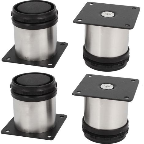 Juego de 4 patas para muebles de cocina de acero inoxidable - regulables - redondas - 50 x 50 mm