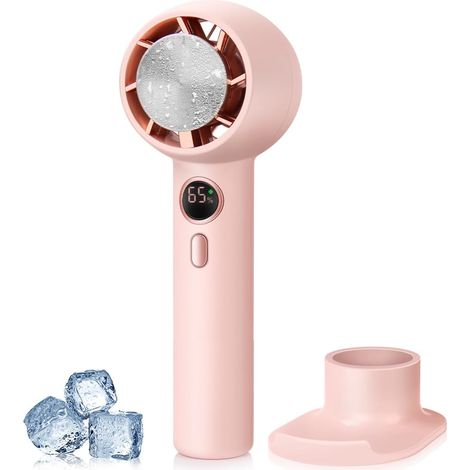 Ventilateur turbo portable avec refroidissement par glace, batterie 5000 mAh, 2 en 1, mini ventilateur de poche, ventilateur de bureau rechargeable USB pour la maison, le bureau et les voyages.-AquaFo