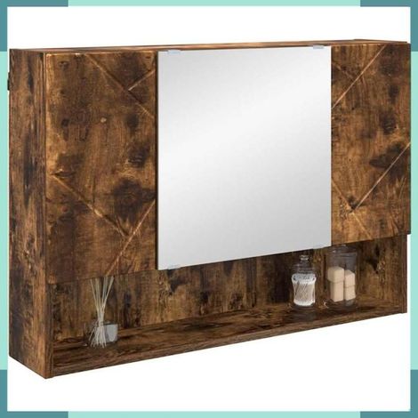 Armoire - 883359 - Chêne fumé - Avec miroir - 3 portes (1/5)