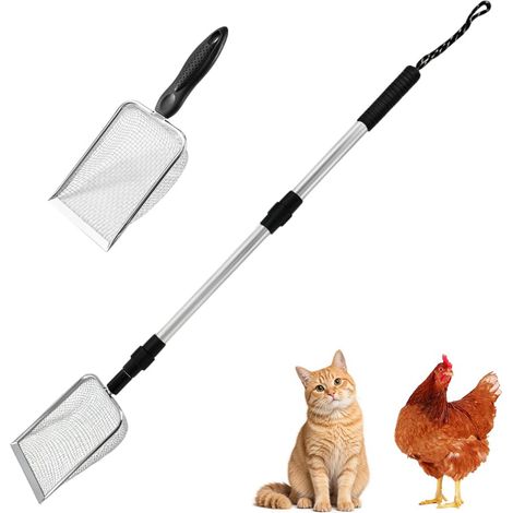 2 Pièces Pelle Litiere Chat, 3 Niveaux Réglables Pelle à Litière pour Chat, Acier Inoxydable Pelle pour Litiere Chat, Pelle Litiere Chat Metal pour Les Poulaillers (1/5)