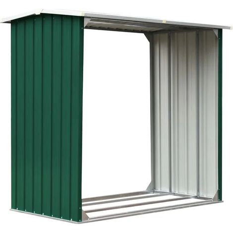 Abri de stockage en acier galvanisé et bois, dimensions : 172 x 91 x 154 cm, vert. (1/5)