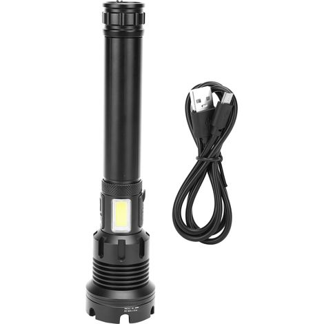 Leistungsstarke elektrische XHP90 COB-Taschenlampe aus Aluminiumlegierung, USB-aufladbar, ideal für Camping und Wandern. (1/5)