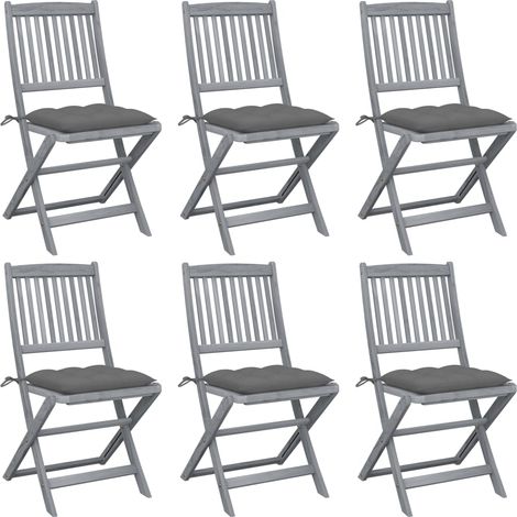 Klappbare Gartenstühle 6 Stk. mit Kissen Massivholz Akazie