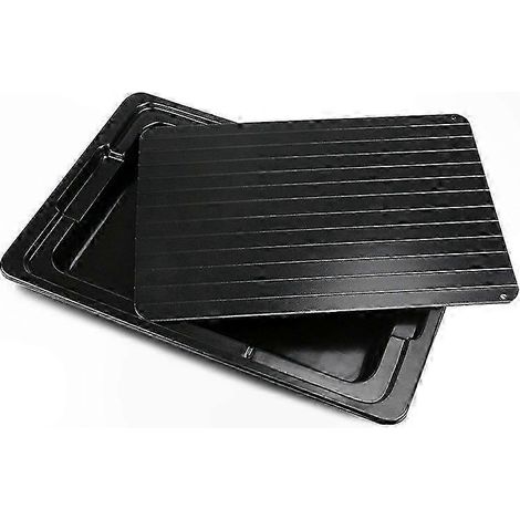 Plateau de décongélation rapide avec bac de récupération, pour une décongélation sûre et rapide de la viande. Dimensions : 35,5 × 20,5 × 0,3 cm