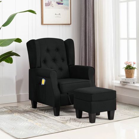 Fauteuil de massage avec repose-pied, Fauteuil de relaxation confort massant détente Noir Tissu ZSD67174 (1/5)