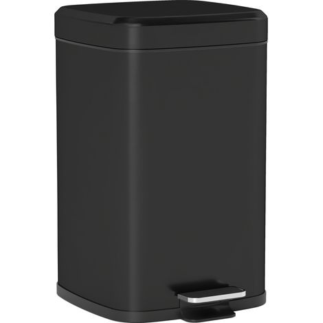 20L Modern Boxy Metal Home Kitchen Bin - Black
