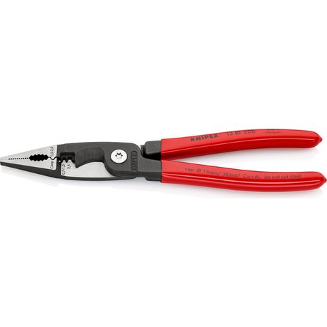 KNIPEX 13 81 200 SB Elektro-Installationszange mit Kunststoff überzogen schwarz atramentiert 200 mm (1/3)