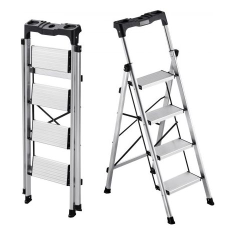 Escabeau Pliant 4 Marches Marchepied Pliable Charge 150 kg (1/5)