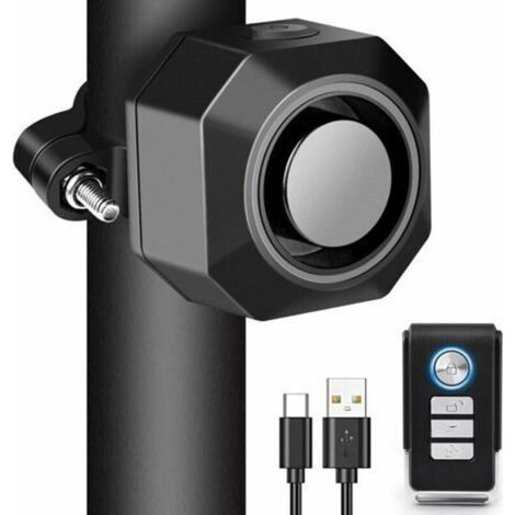 Alarme Velo Antivol Rechargeable USB,Alarme Moto sans Fil avec Supports de Montage,Alarme de Voiture a Sensibilité Réglable,Dispositif avec Télécommande for Scooter,Vélo Trotinette Electrique (1/4)