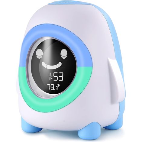 Réveil Pingouin — Réveil électronique LCD de chevet (idéal pour les chambres d'étudiants), luminosité réglable, haut-parleur intégré, fonction alarme et affichage automatique de la température (1/5)