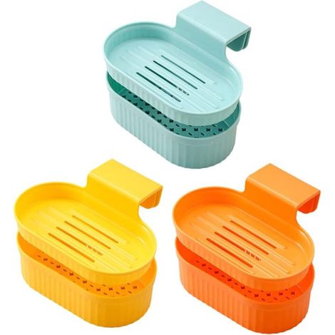 Set composto da cestello per scolare il lavello, porta spugne da cucina e portasapone (3 pezzi). (1/4)