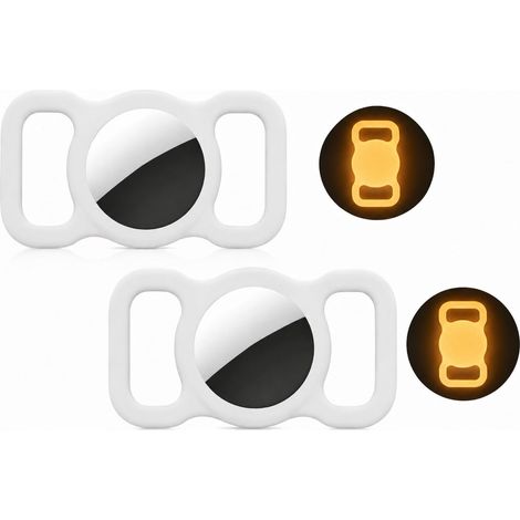 Lot de 2 Coques AirTag Lumineuses pour Collier Chien, Support Silicone Anti-Perte pour Chat & Sac Enfant Orange fluorescent (1/5)