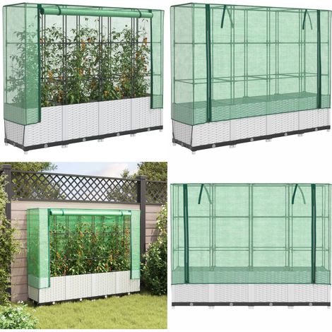vidaXL Jardinière surélevée avec housse aspect rotin 160x40x138 cm (1/5)