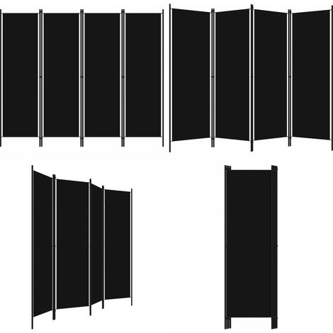 Cloison de séparation 4 panneaux Noir 200x180 cm - Cloison De Séparation - Paravent - Séparateur De Pièce - Intimite - Decoration - Home & Living (1/5)