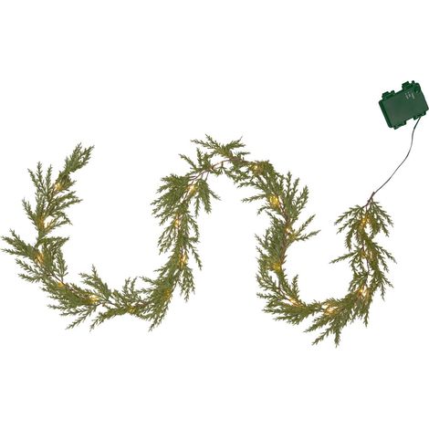 Outdoor-Tannengirlande Thuja 20 LEDs Timer grün warmweiß L 180cm (1/4)