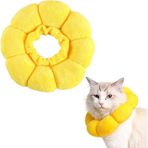 Colerette Chat Anti Lechage, Doux Ajustable Collerette Chat Anti Grattage Tête, Tournesol Collier de Récupération Chats, Chats Chiots Protection Prévention Infections(L) (1/4)