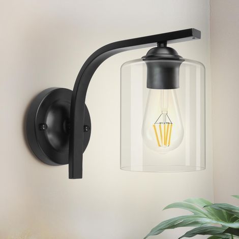 AUTRUCKER Applique murale minimaliste moderne pour chambre à coucher, couloir/escalier, verre transparent, ampoule non incluse, 85-265 V, culot E27 (1/5)