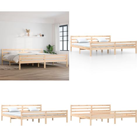 Massivholzbett ohne Matratze 200x200 cm - Holzbett - Massivholzbette - Kiefernbett - Doppelbett - Boxspringbett - Home & Living (1/5)