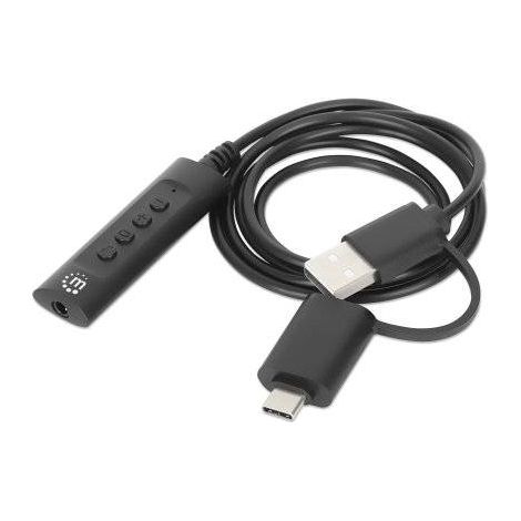 Manhattan Câble USB Prise jack 3,5 mm, USB-A mâle, USB-C® mâle 1.00 m noir avec régulateur de volume 153560 R083532 (1/5)