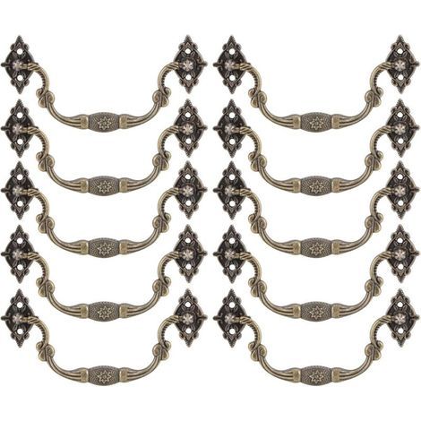 Paquet de 10 boutons de meubles vintage, boutons de tiroir antiques avec vis, boutons de commode vintage en alliage de zinc pour portes de meubles, armoire, armoire (bronze) (1/4)