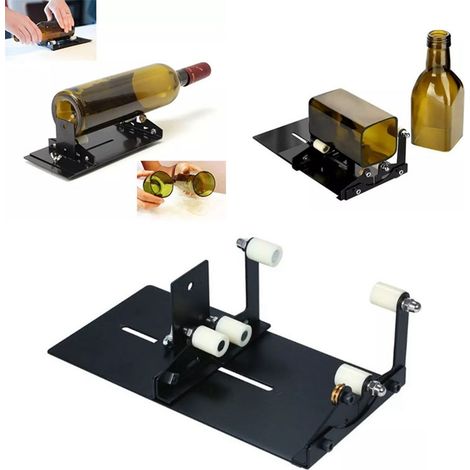 Set mit 2 Glasflaschenschneidern, präzises DIY-Werkzeug, Schnellschneideset, schwarzer Edelstahl, robuste Maschine zum Basteln (1/5)