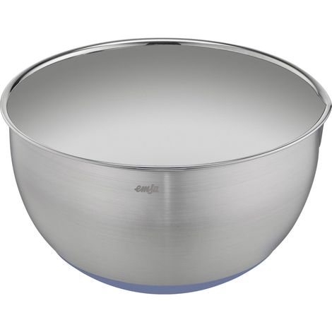Bol mélangeur en acier inoxydable avec bord verseur empilable et fond antidérapant bleu 22 cm
