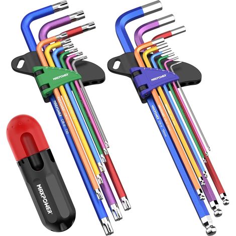 MAXPOWER Hex Keys Set, Metric Ball End Allen Key Set & Star Key Torx Wrench Set Metric Ball End Hexagonal Keys with Extra T-Handle for Home Maintenance DIY, Pack of 2 (1/5)